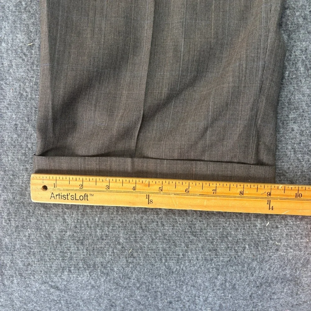 Burberry London Mens 44 Long 36X32 Wool Suit Brown Glen Plaid Kensington USA